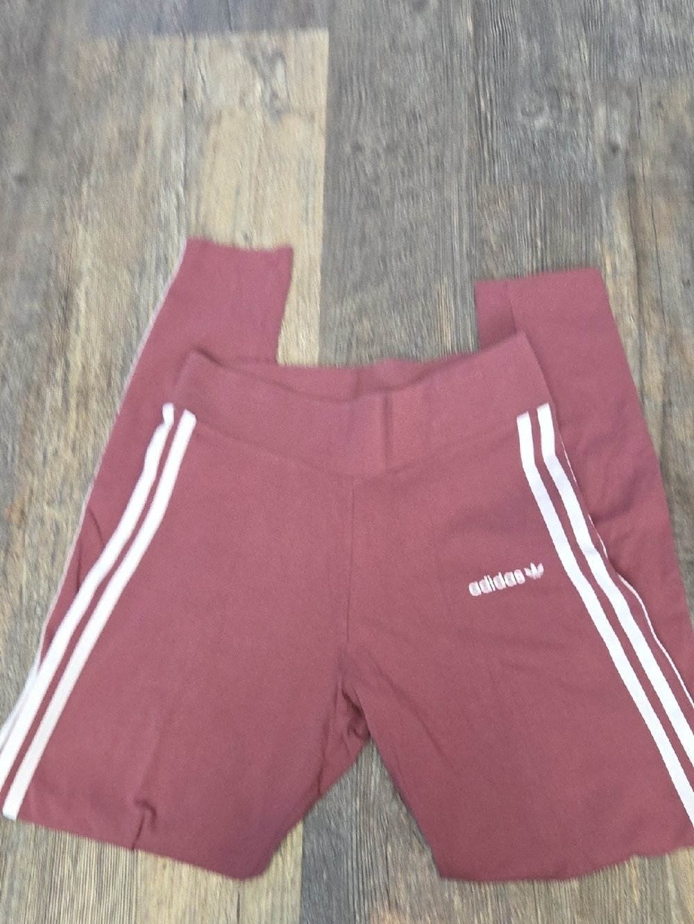 Adidas Rose Leggings with White Side Stripes